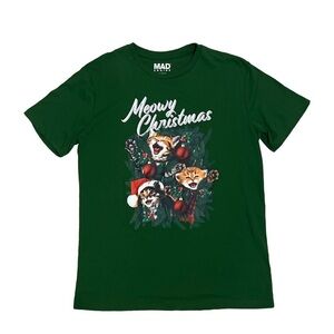 NWOT Mad engine size LG  Meowy Christmas t-shirt